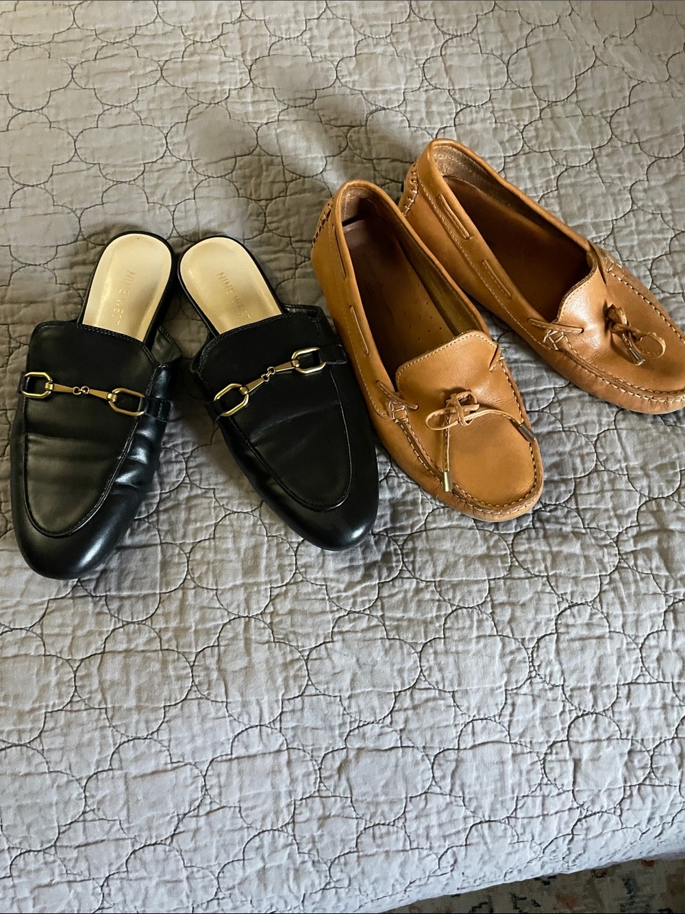 2 pair women’s shoes. Nine West mule. . Mercanti Florentini loafer.